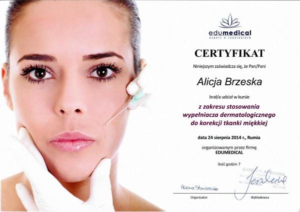certyfikat edumedical dla Alicji Brzeskiej 2